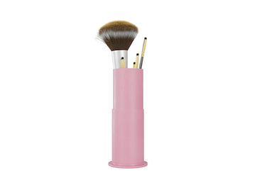 Das Brushtube Gehäuse in rosa wird als Pinselständer dargestellt